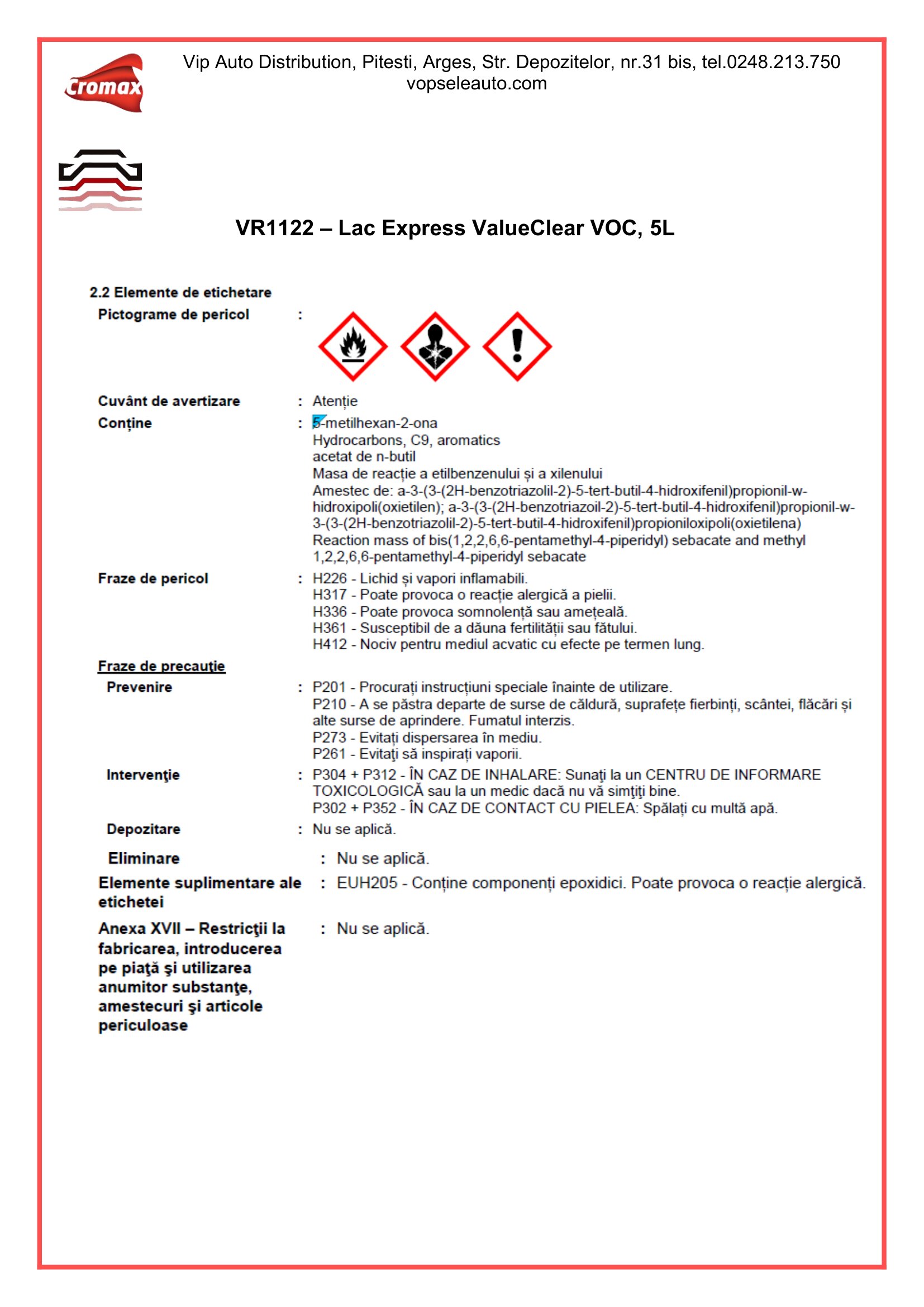 Lac Express ValueClear VOC 2K, Cromax, 5L 